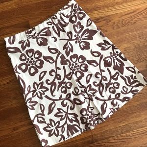 Zara Basic L brown white A line skirt knee length